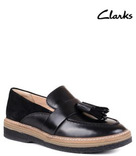BUTY DAMSKIE CLARKS CZARNE PÓŁBUTY MOKASYNY