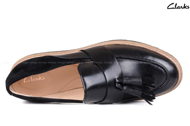 BUTY DAMSKIE CLARKS CZARNE PÓŁBUTY MOKASYNY 