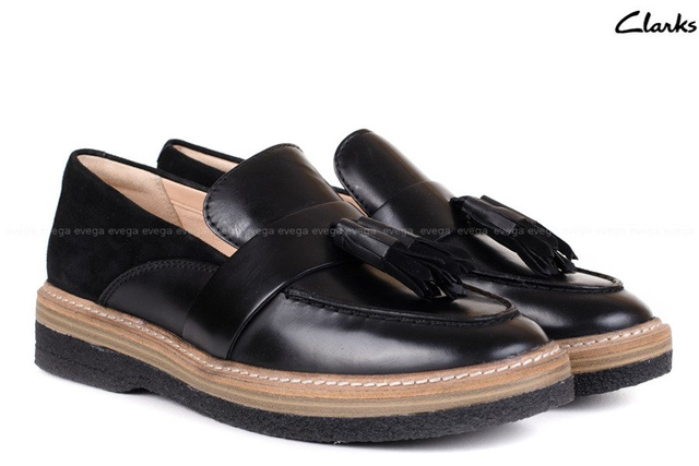 BUTY DAMSKIE CLARKS CZARNE PÓŁBUTY MOKASYNY 