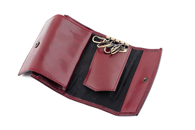 ETUI NA KLUCZE DRAGON SKÓRZANE POJEMNE BORDOWE