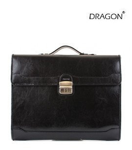 ELEGANCKA SKÓRZANA AKTÓWKA DRAGON 249/1/D CZARNA