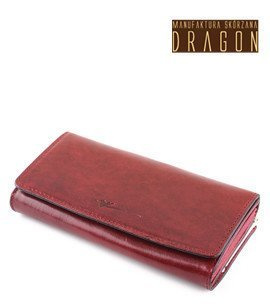 DUŻY PORTFEL DAMSKI DRAGON BORDO/ WIŚNIA SKÓRZANY