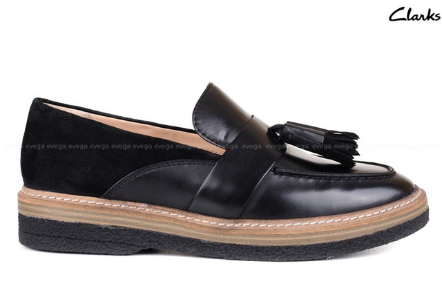 BUTY DAMSKIE CLARKS CZARNE PÓŁBUTY MOKASYNY 