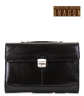 ELEGANCKA SKÓRZANA AKTÓWKA DRAGON 547/D CZARNA