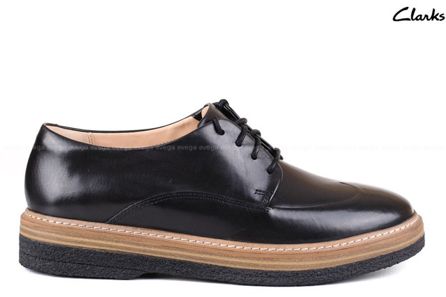 BUTY DAMSKIE CLARKS PÓŁBUTY SZNUROWANE CZARNE